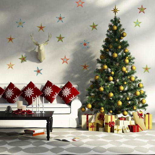Trang trí không gian trên tường đón noel