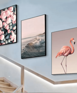 Bộ 3 tranh treo tường cầu thang 20x30cm vải không thấm nước