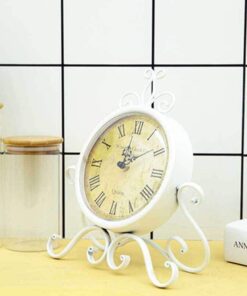 Đồng hồ kim loại sắt kim La Mã Châu Âu để bàn sang trọng.