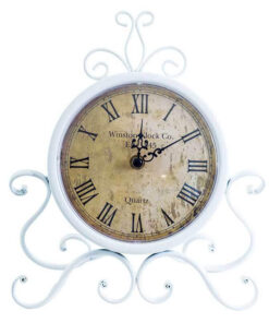 Đồng hồ kim loại sắt kim La Mã Châu Âu để bàn sang trọng.