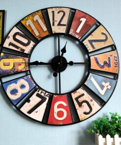 Đồng hồ treo tường hình tròn dạng biển số độc đáo 60cm.()