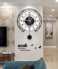 Đồng hồ treo tường quả lắc thạch anh tối giản 35cm.