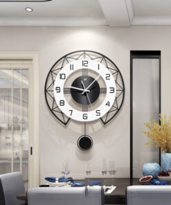 Đồng hồ treo tường quả lắc thạch anh tối giản 35cm.