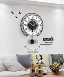 Đồng hồ treo tường quả lắc thạch anh tối giản 35cm.