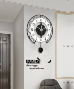 Đồng hồ treo tường quả lắc thạch anh tối giản 35cm.