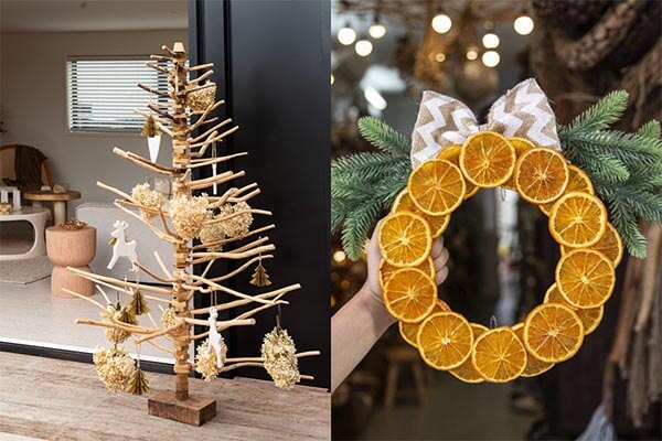 Trang trí quán café đón noel bằng vòng hoa