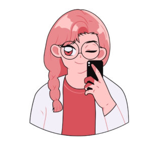Avatar nữ cute tóc hồng đeo kính