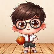 Hình nam chibi chơi bóng rổ